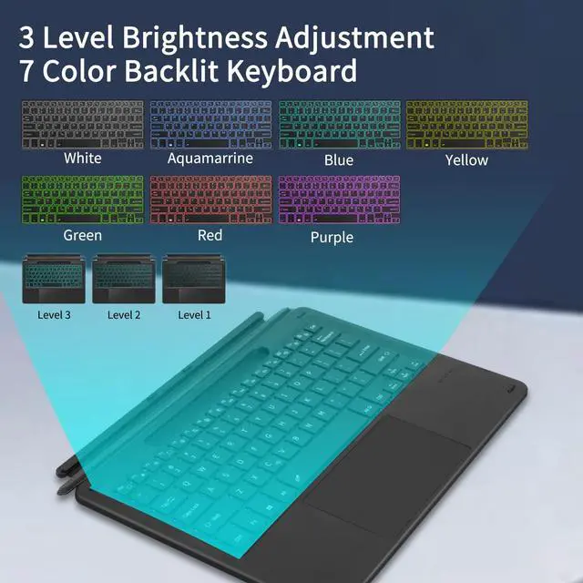 Alt view image 4 of 5 - Surface Pro 11 Magnetic Wireless Bluetooth Keyboard with Touchpad 7 Color Backlit Keyboard for Microsoft Surface Pro 10,Surface Pro 9,Surface Pro 8, Surface Pro X 13 Inch