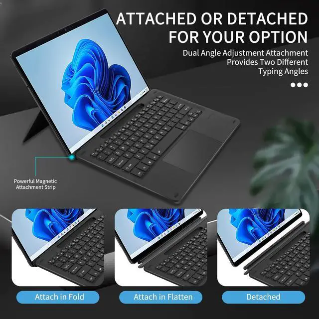 Alt view image 5 of 5 - Surface Pro 11 Magnetic Wireless Bluetooth Keyboard with Touchpad 7 Color Backlit Keyboard for Microsoft Surface Pro 10,Surface Pro 9,Surface Pro 8, Surface Pro X 13 Inch