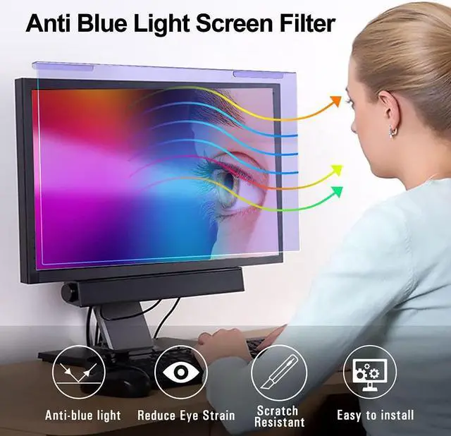 Alt view image 3 of 5 - GUMIKE Anti Blue Light Screen Protector for 23 23.6 23.8 24 inch Universal Desktop Monitor Computer Blue Light Blocking Filter Panel for Eyes - Widescreen Monitor Frame Hanging Type (16:9/16:10)