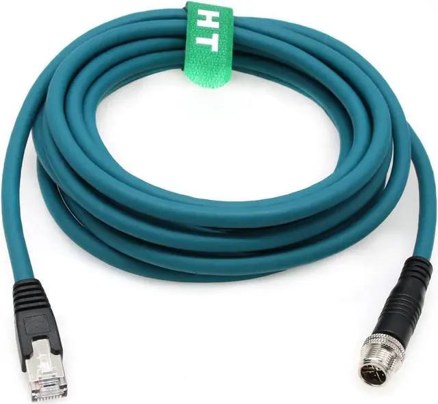 Main image of HangTon M12 Ethernet 8 Pin X-Coded RJ45 CAT-7e GigE Cable for Computer Networks Switch Cognex Industrial Camera Sensor (5 Meter)