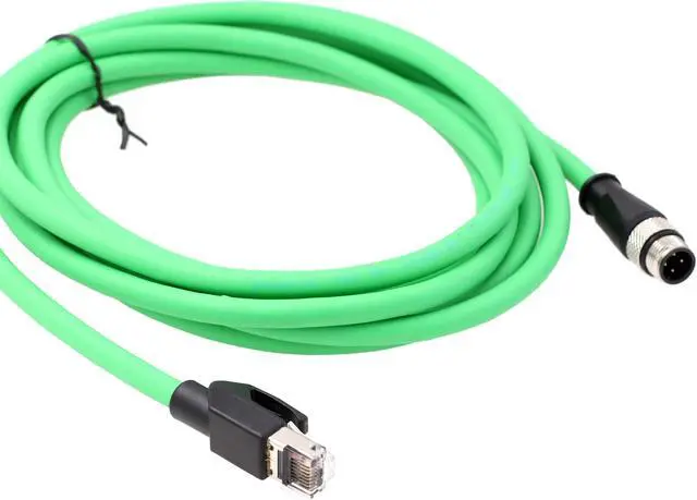 Alt view image 3 of 4 - HangTon Industrial M12 4 Pin D-Coded Male to RJ45 Ethernet Cat5e Shielded High Flex Network Cable 2m