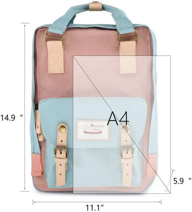 Alt view image 2 of 5 - Himawari Backpack/Travel Backpack for Women 14.9" College Vintage Waterproof Bag , Work Backpack for 14inch Laptop(-HIM-01#pink&blue)