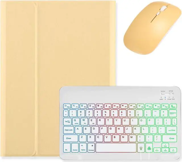 Main image of kaidisen Backlit Keyboard for iPad 9th 8th 7th Generation iPad Air 3rd Gen/iPad Pro 10.5 Case with Mouse and Detachable RGB Colorful Backlight Color Keyboard Case,Yellow+White