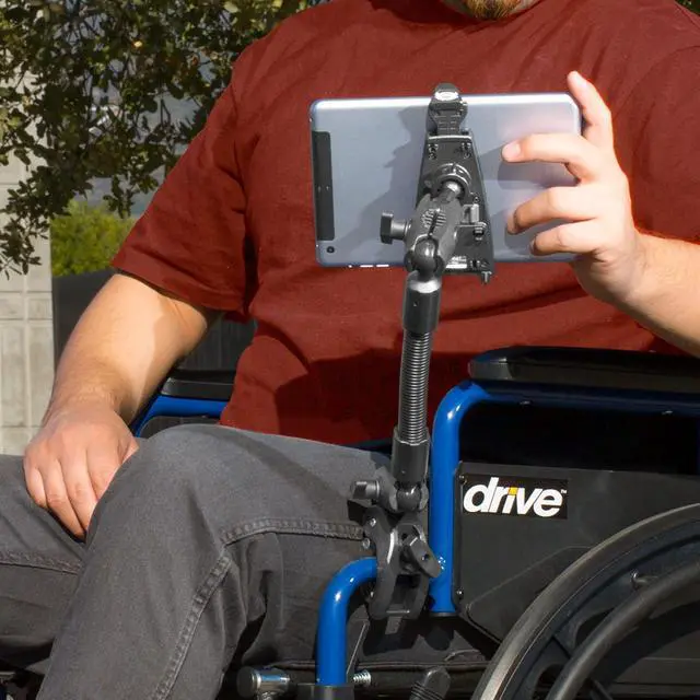 Alt view image 5 of 5 - iBOLT sPro2 Accessibility Post/Pole/Rail/Handlebar Clamp Mount for Wheelchairs/Exercise Equipment. Fits Devices from 4.7 to 6.7 inches Wide/Tall (iPhone 11, Small Tablets, Nintendo Switch)
