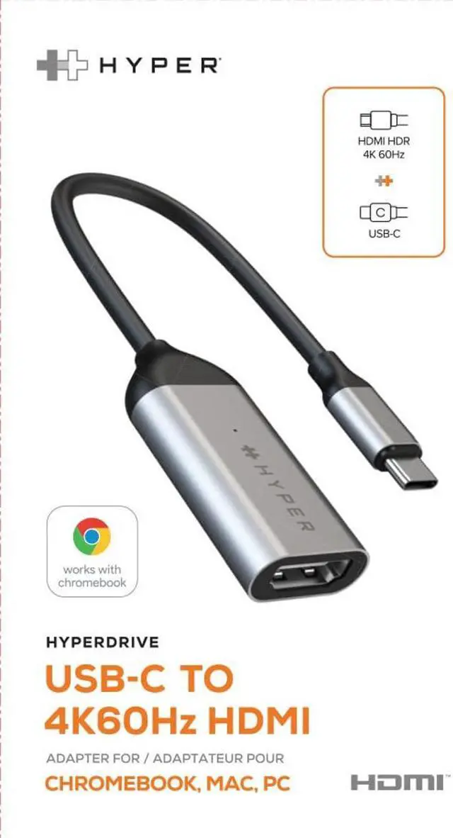 Alt view image 3 of 4 - HyperDrive USB-C to HDMI Adapter - 4k 60Hz HDR
