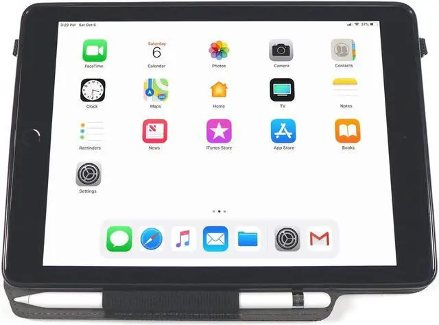 Alt view image 2 of 5 - Innovative Care - Model V3 - Apple iPad Carrying Case & Tablet Stand for 9.7 Inch 2017 iPads Generation 5 & 6 / Air 1 & 2 w/Kickstand, Stylus Holder & Shoulder Strap, Protective Black Ballistic Nylon