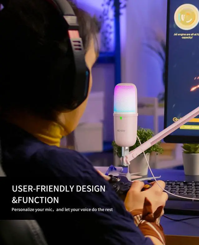 Alt view image 5 of 5 - Ko-Star USB Microphone Gaming for PC PinkMini Computer Gaming Mic for PS4/ PS5/ Mac,Streaming Microphone for PC Gaming,Condenser Mic with RGB Streaming,PopFilter,Shock Mount for Recording,Podcasting