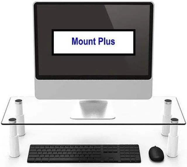 Alt view image 2 of 5 - Mount Plus STB101 22.5 Inch Wide Tempered Glass Monitor Riser Desktop Stand Height Adjustable Table Top for Flat Screen LCD LED TV, Laptop, Notebook, Display (2 Pack)