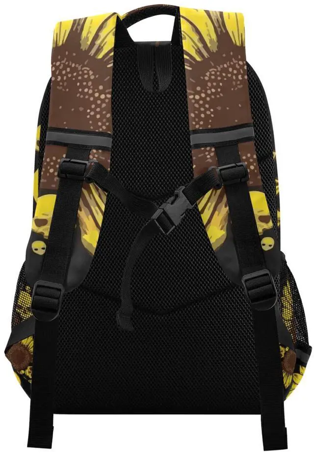 Alt view image 4 of 5 - panksolu Skull & Sunflowers Backpacks Lightweight Laptop Backpack School Book Bag Travel Hiking Daypack for Women Men Teens Kids One Size