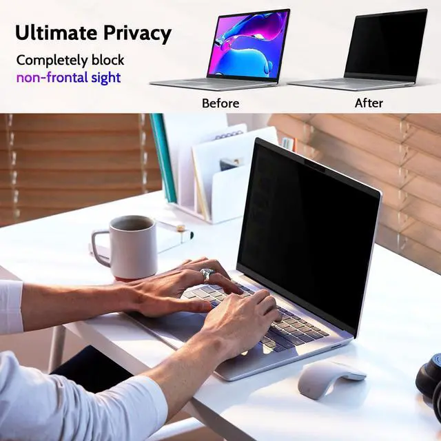 Alt view image 2 of 5 - Peslv Magnetic Privacy Screen for Surface Laptop Go 3/2/1 12.4 Inch, Removable Anti Blue Light Glare Filter, Black Security Private Apy Block Protector