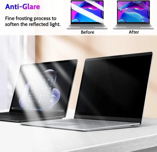 Alt view image 4 of 5 - Peslv Magnetic Privacy Screen for Surface Laptop Go 3/2/1 12.4 Inch, Removable Anti Blue Light Glare Filter, Black Security Private Apy Block Protector