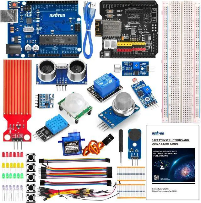 Main image of OSOYOO WiFi Internet of Things Learning Kit for Arduino | Include ESP8266 WiFi Shiled | Smart IOT Mechanical DIY Coding for Kids Teens Adults Programming Learning How to Code