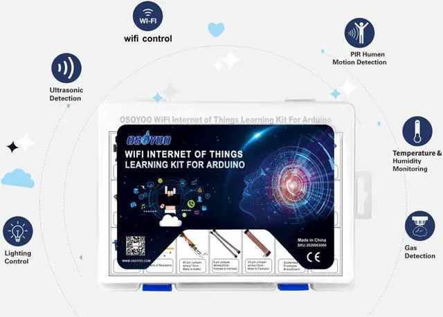 Alt view image 4 of 5 - OSOYOO WiFi Internet of Things Learning Kit for Arduino | Include ESP8266 WiFi Shiled | Smart IOT Mechanical DIY Coding for Kids Teens Adults Programming Learning How to Code