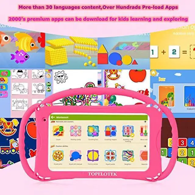 Alt view image 3 of 5 - Kids Tablet 7 inch Toddler Tablet for Kids WiFi Android 32GB Tablet for Toddlers Kids Tablets Kids Learning Educational APP Pre-Installed YouTube Netflix Parental Control Kid-Proof Case (Red)