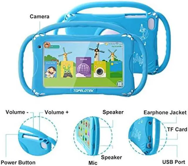 Alt view image 5 of 5 - Kids Tablet 7inch Android Toddler Tablet 32GB Tablet APP Preinstalled & Parent Control Learning Education Tablet WiFi Camera Kid-Proof Case with Handle,Netflix YouTube Ages 3-14