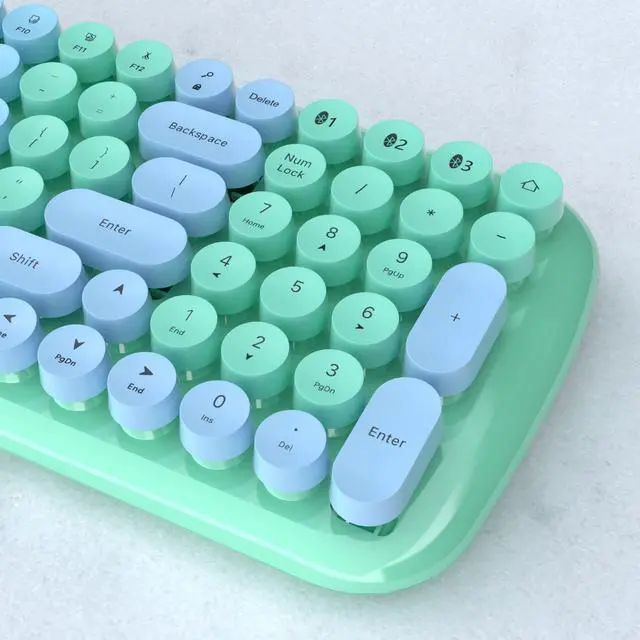 Alt view image 5 of 5 - UBOTIE Colorful Bluetooth 100Keys Keyboard, Wireless Compact Rainbow Gradual Colors Retro Typewriter Flexible Keyboard for Tablet, Cellphones, PC