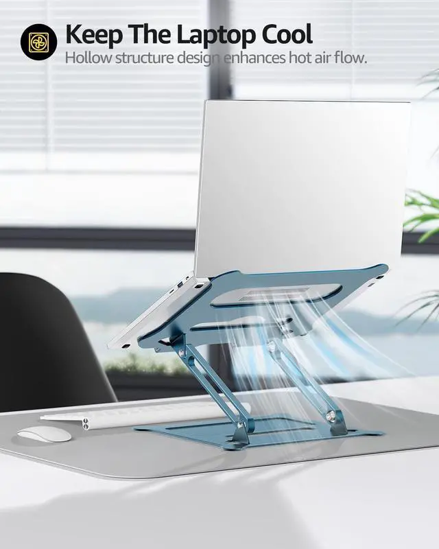 Alt view image 3 of 5 - Urmust Laptop Notebook Stand Holder Adjustable Ultrabook Stand Riser Portable Compatible with Macbook Air Pro HP Dell XPS Lenovo All laptops 10-15.6"(Blue)