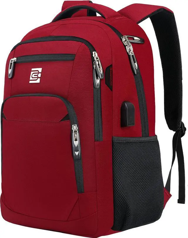 Main image of Laptop Backpack,Business Travel Anti Theft Slim Durable Laptops Backpack with USB Charging Port,Water Resistant College Computer Bag for Women & Men Fits 15.6 Inch Laptop and Notebook-Red