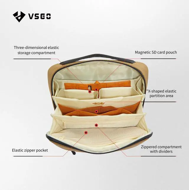 Alt view image 2 of 5 - VSGO Digital Storage Bag Photography Accessories Storage Hard Drive Data Cable Power Supply Travel Portable Mini Digital Storage Bag (Yellow, L)