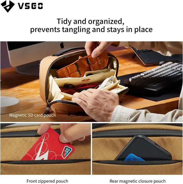 Alt view image 4 of 5 - VSGO Digital Storage Bag Photography Accessories Storage Hard Drive Data Cable Power Supply Travel Portable Mini Digital Storage Bag (Yellow, L)