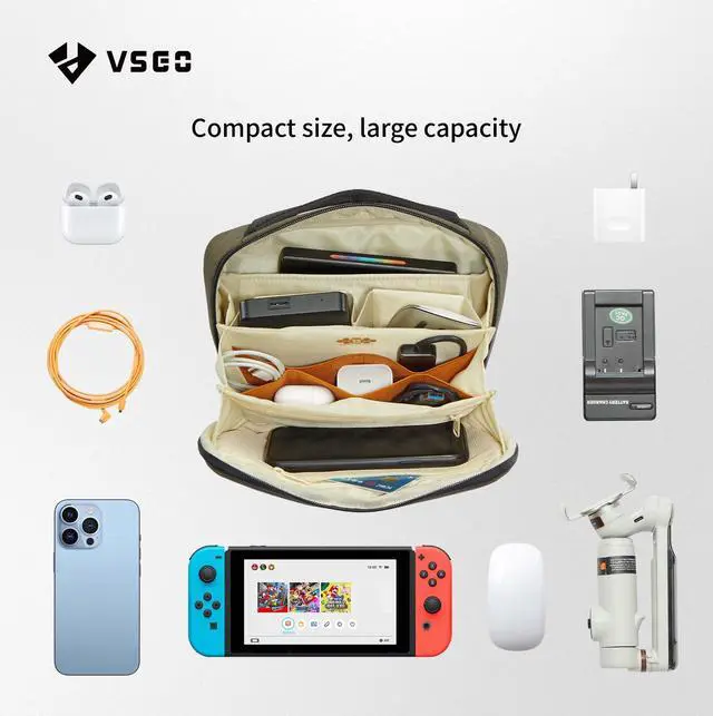 Alt view image 5 of 5 - VSGO Digital Storage Bag Photography Accessories Storage Hard Drive Data Cable Power Supply Travel Portable Mini Digital Storage Bag (Green, L)