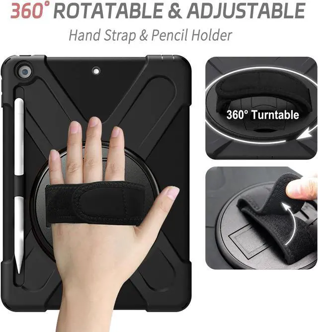 Alt view image 3 of 5 - ZenRich Bundle for iPad 9th/8th/7th Gen 10.2'': 2-Pack Anti Blue Light Tempered Glass Screen Protectors &Rugged Full-Body Case, Black