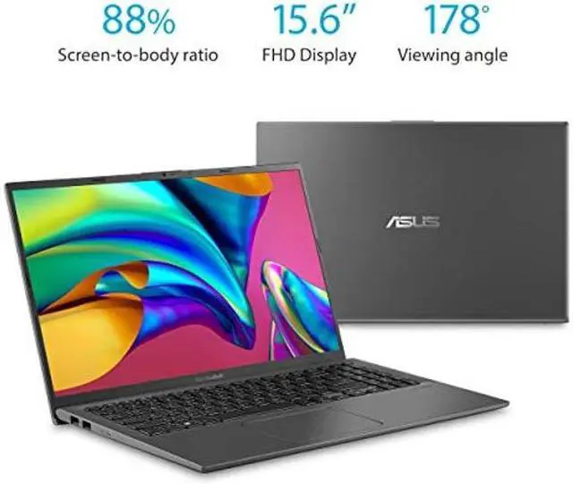 Alt view image 2 of 5 - ASUS VivoBook 15 Thin and Light Laptop, 15.6" FHD Display, Intel i3-1005G1 CPU, 8GB RAM, 128GB SSD, Backlit Keyboard, Fingerprint, Windows 10 Home in S Mode, Slate Gray, F512JA-AS34