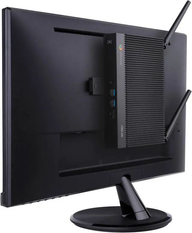 Alt view image 5 of 5 - ASUS Aluminum Fanless Chromebox with Celeron 5205U, 4GB RAM, 32G eMMC Storage, Dual HDMI, Legacy RS232, Extended Power Switch, Gigabit LAN, WiFi 6, MicroSD Card Reader, VESA Mount, Chrome OS, BLACK