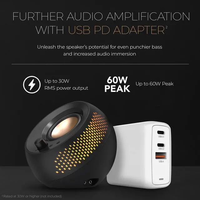 Alt view image 4 of 5 - Creative Pebble X Plus 2.1 USB-C Computer Speakers with Subwoofer and Customizable RGB Lighting, Bluetooth 5.3, USB Audio, Up to 15W RMS Power for PC and Mac