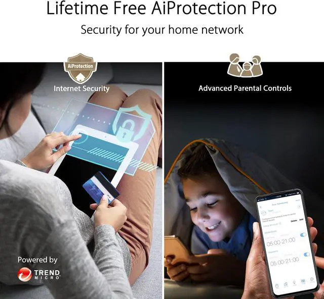 Alt view image 5 of 5 - ASUS ZenWiFi XT9 AX7800 Tri-Band WiFi6 Mesh WiFiSystem (2Pack), 802.11ax, up to 5700 sq ft & 6+ Rooms, AiMesh, Lifetime Free Internet Security, Parental Controls, 2.5G WAN Port, UNII 4, Charcoal