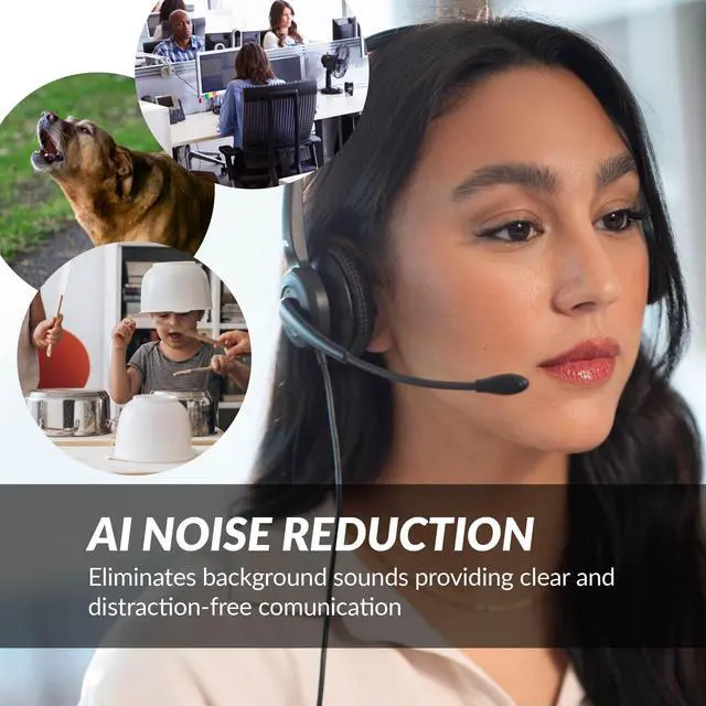 Alt view image 3 of 5 - Cyber Acoustics USB-C Headset With AI Noise Cancelation (AC-304C) - Microphone Eliminates Background Noise in Offices, Homes or Any Environment, Black