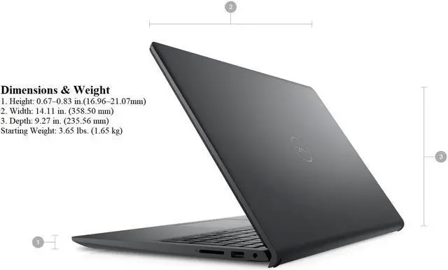 Alt view image 3 of 5 - DELL 2023 Inspiron 15 Business Laptop, 15.6" 1920x1080 FHD, Intel i5-1135G7 2.4 GHz, Intel Iris Xe Graphics Windows 11 Pro,Webcam, WiFi,Bluetooth, Carbon Black (8G RAM|512G SSD)