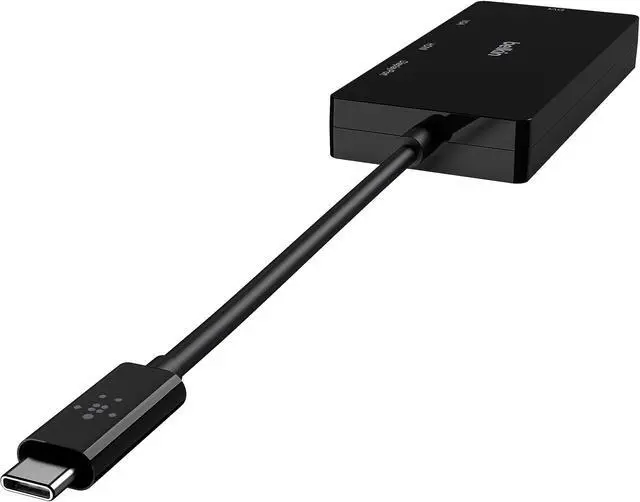 Alt view image 2 of 4 - Belkin USB C Video Adapter, 4-in-1 MultiPort Adapter - USB C Video Adapter For MacBook Pro, MacBook Air, iPad Pro & Mac Mini - HDMI, VGA, DisplayPort, Or DVI Video Display W/ Tethered USB C Cable