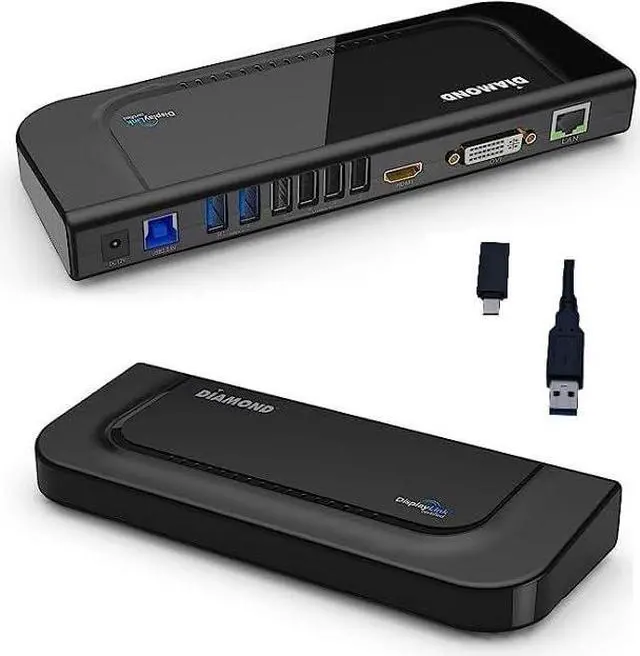 Main image of Diamond Multimedia Dual Video Output, USB/USB-C/TB3 Universal Docking Station with Gigabit Ethernet, HDMI, DVI, Audio for Windows 11, MacOS, Android 5.0+. DisplayLink Certified DL-3900 Chip (DS3900V3)