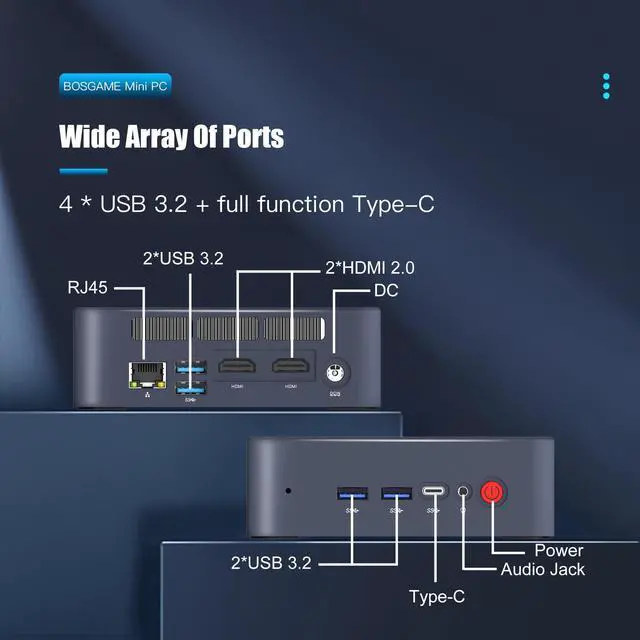 Alt view image 5 of 5 - BOSGAME B95 Mini PC Intel 12th Gen N95 (up to 3.4GHz) Mini Desktop Computers Windows 11 Pro 16GB RAM 512GB M.2 SSD, Micro PC Support 4K UHD Dual HDMI & Type-C, Dual WiFi 5, BT 4.2