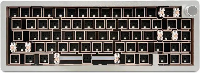 Main image of BOYI GMK67-65% Aluminum Alloy Keyboard Kit,Hot-Swappable BT5.0/2.4G/Type-C Tri-Mode Wireless CNC RGB Mechanical Keyboard Gasket Mounted Kit,Customized South-Facing LED Barebones Kit(Silver White+Knob)