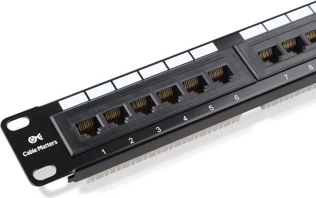 Alt view image 2 of 5 - Cable Matters 1 Pack UL Listed Rackmount or Wall Mount 24 Port Network Patch Panel (Cat6 Patch Panel / RJ45 Patch Panel) & 5-Color Combo Snagless Short Cat 6 Ethernet Cable 5 ft