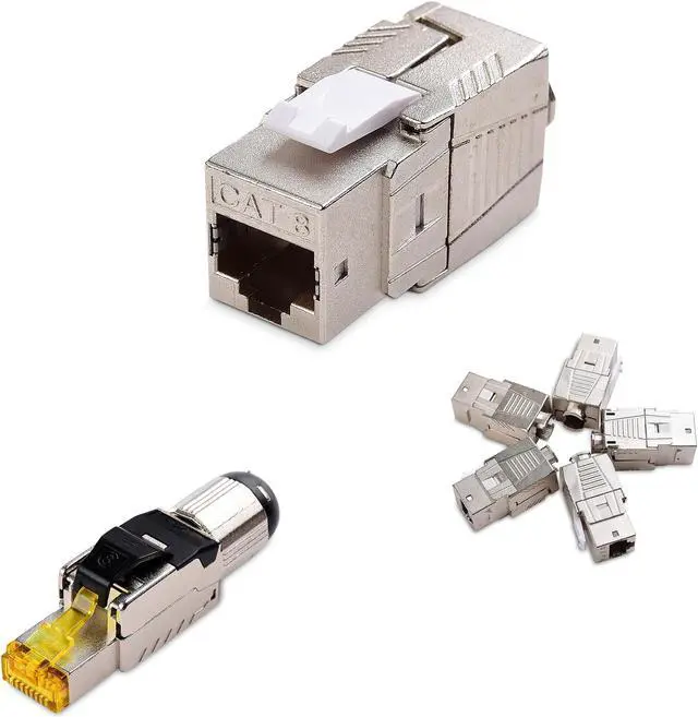 Main image of Cable Matters 6-Pack Tool Free Shielded RJ45 Cat 8, Cat8 Field Termination Plug, Cat8 Connector, Cat8 Plug & 5-Pack Shielded RJ45 Cat 8, Cat8 Keystone Jack