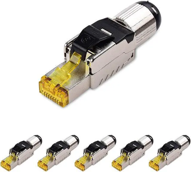 Alt view image 2 of 5 - Cable Matters 6-Pack Tool Free Shielded RJ45 Cat 8, Cat8 Field Termination Plug, Cat8 Connector, Cat8 Plug & 5-Pack Shielded RJ45 Cat 8, Cat8 Keystone Jack