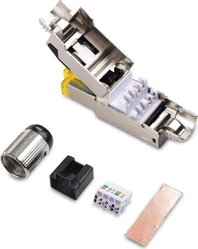 Alt view image 5 of 5 - Cable Matters 6-Pack Tool Free Shielded RJ45 Cat 8, Cat8 Field Termination Plug, Cat8 Connector, Cat8 Plug & 5-Pack Shielded RJ45 Cat 8, Cat8 Keystone Jack