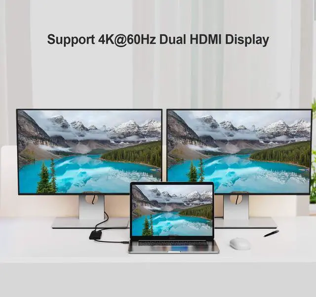 Alt view image 2 of 5 - CableCreation Thunderbolt 3 to Dual HDMI Display, Thunderbolt 3 to Two HDMI Adapter, 4K@60Hz, 40Gbps, USB C to HDMI Cable Compatible with Mac and Some Windows Systems