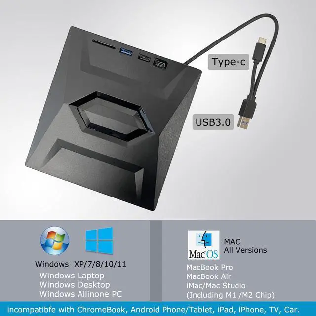 Alt view image 3 of 5 - JOYIN-BURN USB 3.0 USB C External 3D Blu-ray Writer BD-RE BD Burner Drive CD DVD Burner with SD Card Reader and USB 3.0+2.0+Type-C Input Ports for Laptop PC Windows 11/10/8/7, Linux, Mac OS