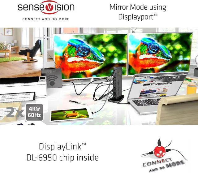Alt view image 4 of 5 - Club 3D CSV-1460 USB3.2 Gen1 Type A or C Dual Display 4K60Hz Docking Station