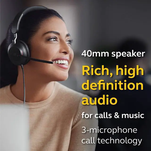 Alt view image 3 of 5 - Jabra Evolve2 40 MS Wired Headphones, USB-C, Mono, Black - Telework Headset for Calls and Music, Enhanced All-Day Comfort, Passive Noise Cancelling Headphones, MS-Optimized with USB-C Connection