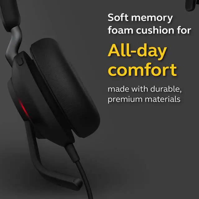 Alt view image 5 of 5 - Jabra Evolve2 40 MS Wired Headphones, USB-C, Mono, Black - Telework Headset for Calls and Music, Enhanced All-Day Comfort, Passive Noise Cancelling Headphones, MS-Optimized with USB-C Connection