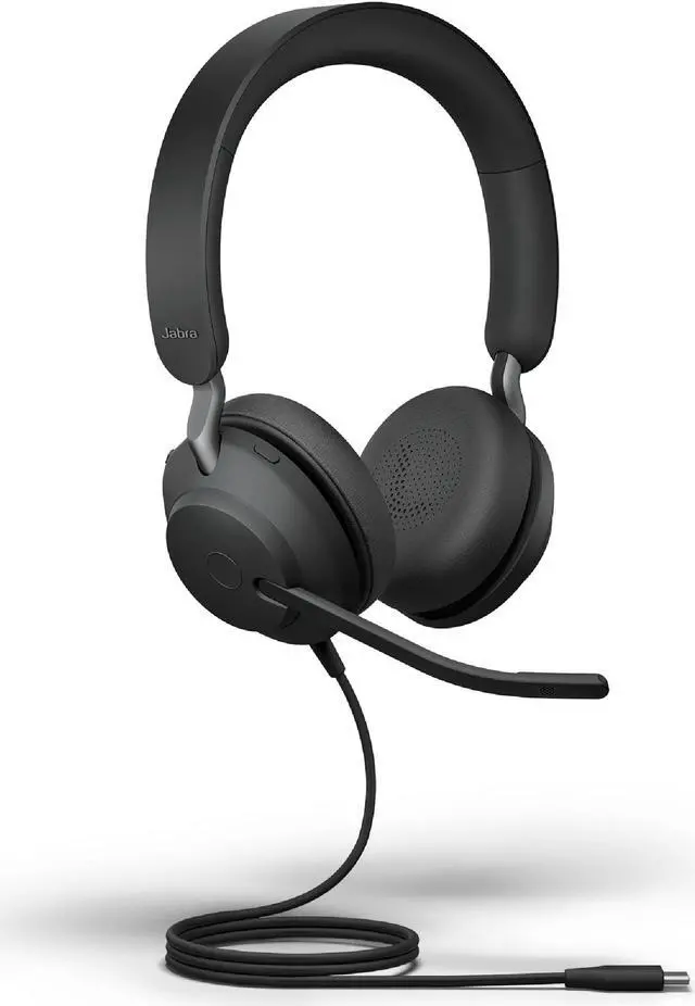 Main image of Jabra Evolve2 40 SE Wired Stereo Noise-Cancelling Headset - Features 3-Mic Call Technology and USB-C Cable - Works with All Leading Unified Communications Platforms Such as Zoom & Google Meet - Black