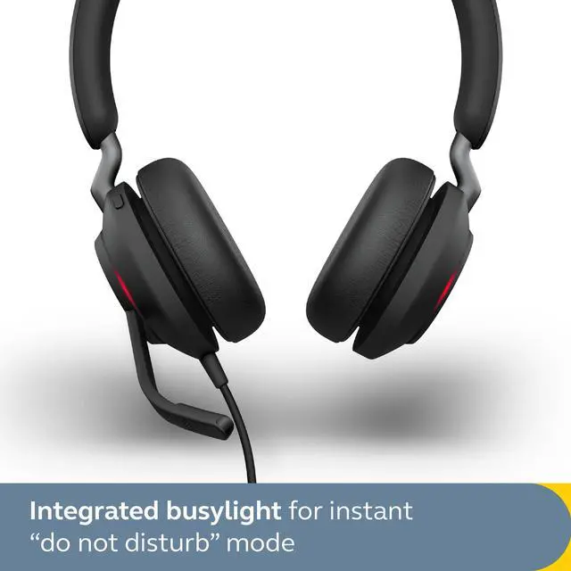 Alt view image 5 of 5 - Jabra Evolve2 40 SE Wired Stereo Noise-Cancelling Headset - Features 3-Mic Call Technology and USB-C Cable - Works with All Leading Unified Communications Platforms Such as Zoom & Google Meet - Black