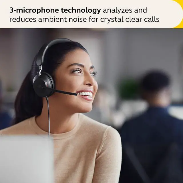 Alt view image 3 of 5 - Jabra Evolve2 40 SE Wired Stereo Noise-Cancelling Headset - Features 3-Mic Call Technology and USB-C Cable - Works with All Leading Unified Communications Platforms Such as Zoom & Google Meet - Black