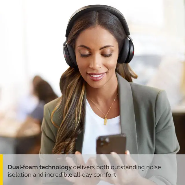 Alt view image 5 of 5 - Jabra Evolve2 75 PC Wireless Headset with 8-Microphone Technology - Dual Foam Stereo Headphones with adjustable Advanced Active Noise Cancelling, USB-A Bluetooth Adapter and UC Compatibility - Black