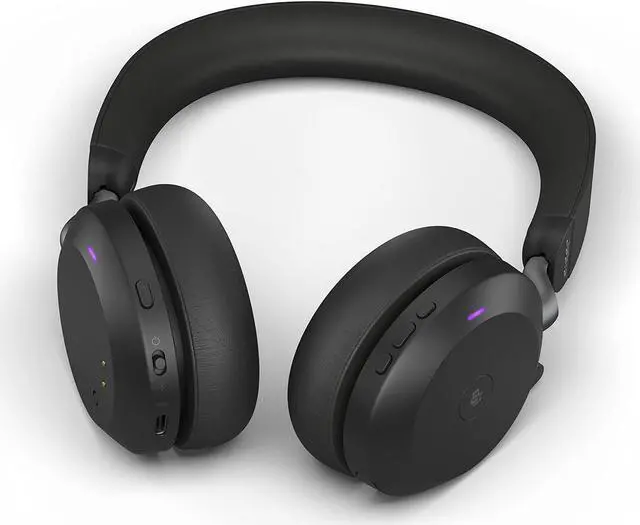 Alt view image 2 of 5 - Jabra Evolve2 75 PC Wireless Headset with Charging Stand and 8-Mic Technology - Dual Foam Stereo Headphones with Advanced Active Noise Cancelling, USB-C Bluetooth Adapter and MS Compatibility - Black